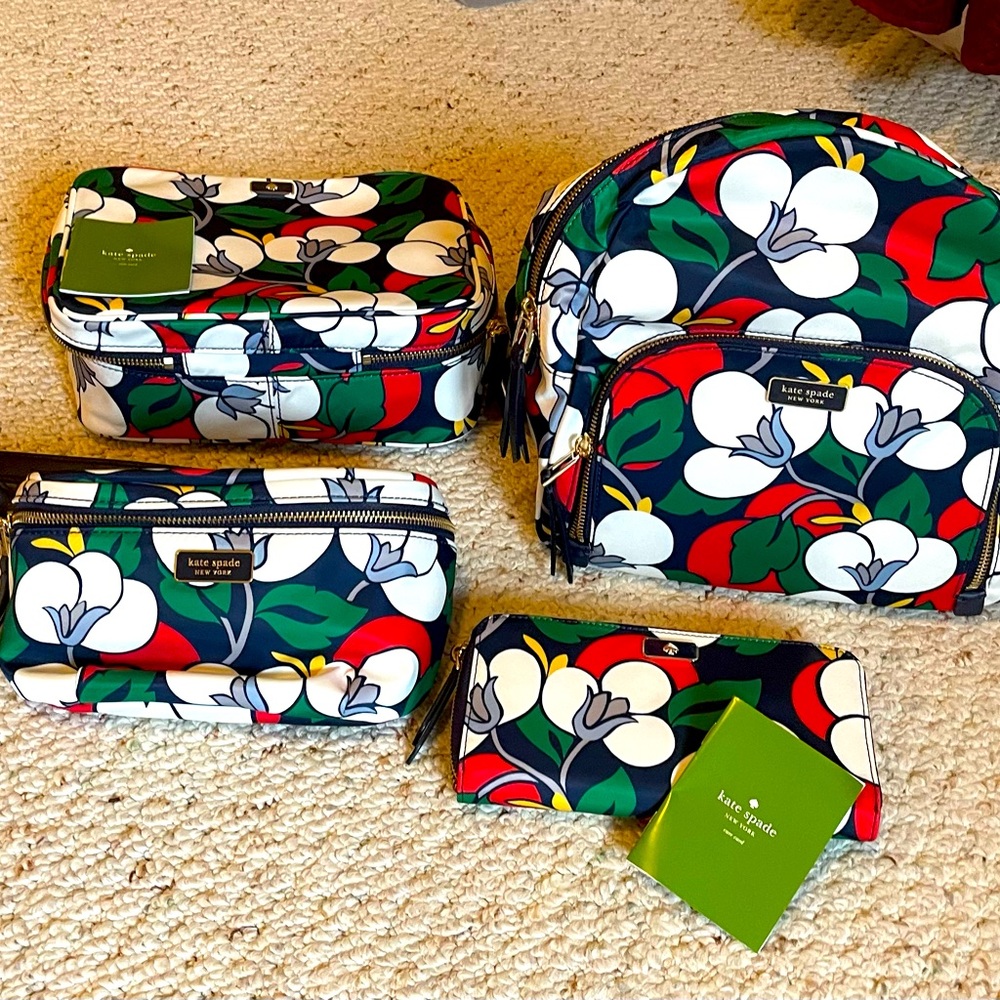 Kate Spade Backpack, Cosmetic Case, Wallet, and Belt Bag Set. Dawn Breezy Floral